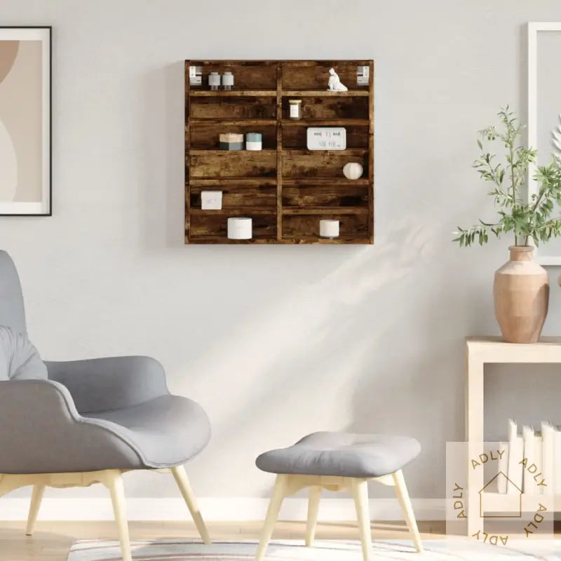 Hyller Røkt Eik 60X8,5X58 Cm Konstruert Tre