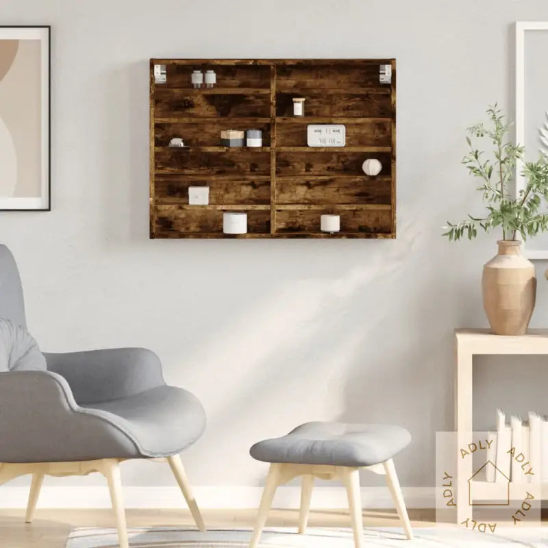 Hyller Røkt Eik 80X8,5X58 Cm Konstruert Tre
