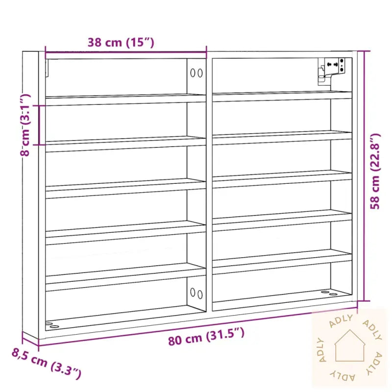 Hyller Røkt Eik 80X8,5X58 Cm Konstruert Tre