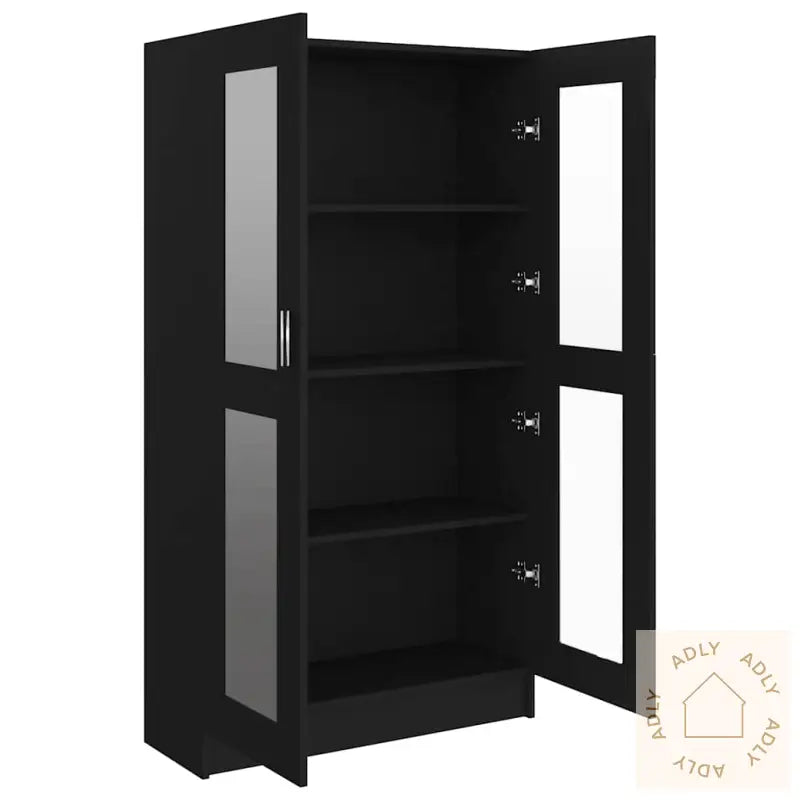 Vitrine Svart 82,5X30,5X150 Cm Konstruert Tre