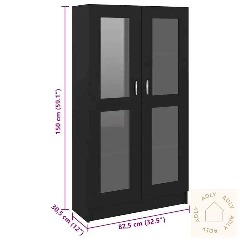 Vitrine Svart 82,5X30,5X150 Cm Konstruert Tre