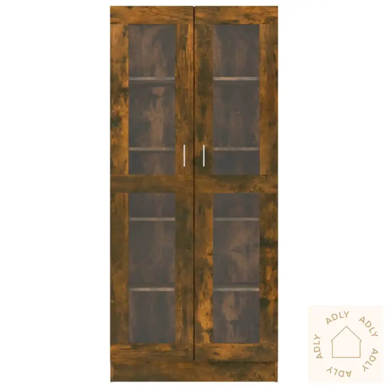 Vitrineskap Røkt Eik 82,5X30,5X185,5 Cm Konstruert Tre