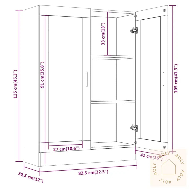 Vitrineskap Røkt Eik 82,5X30,5X115 Cm Konstruert Tre