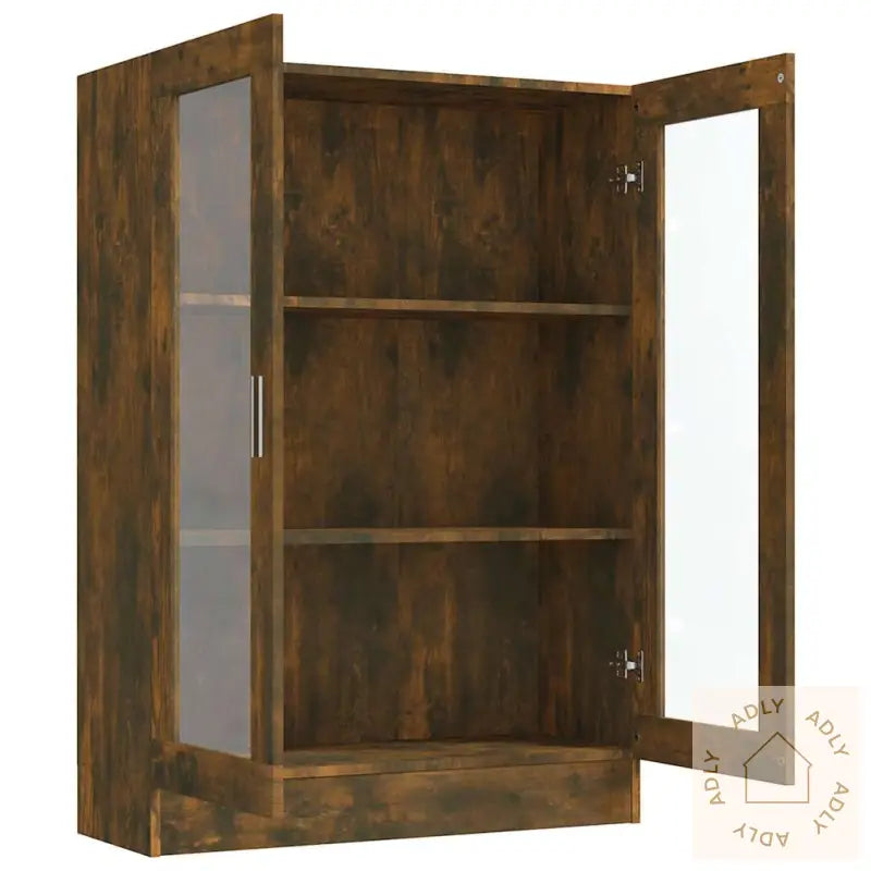 Vitrineskap Røkt Eik 82,5X30,5X115 Cm Konstruert Tre