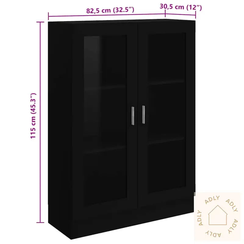 Vitrine Svart 82,5X30,5X115 Cm Konstruert Tre