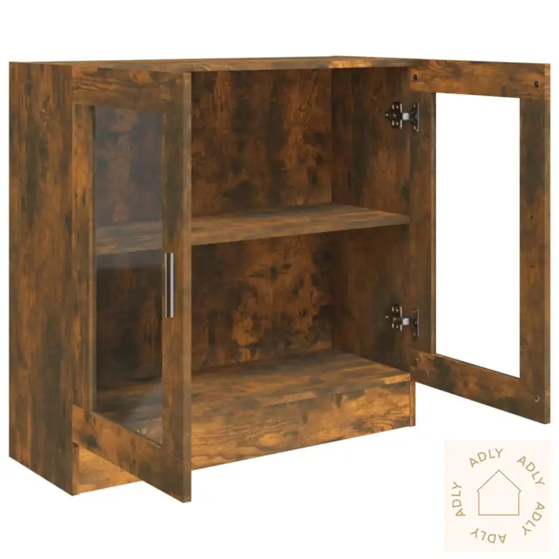 Vitrineskap Røkt Eik 82,5X30,5X80 Cm Konstruert Tre