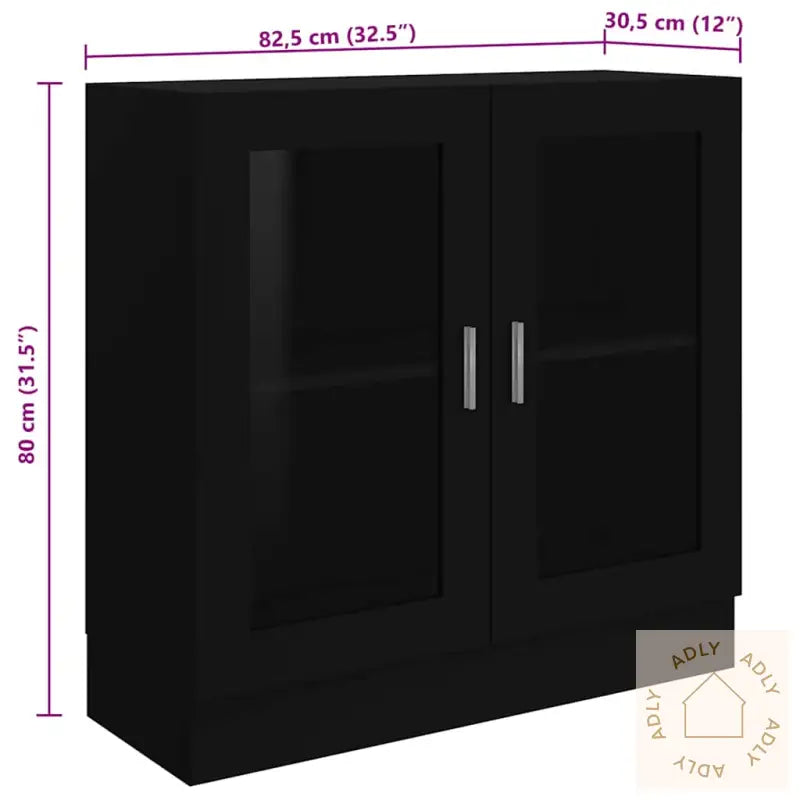 Vitrine Svart 82,5X30,5X80 Cm Konstruert Tre