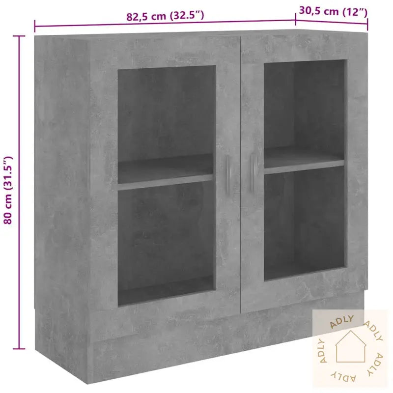Vitrine Betonggrå 82,5X30,5X80 Cm Konstruert Tre