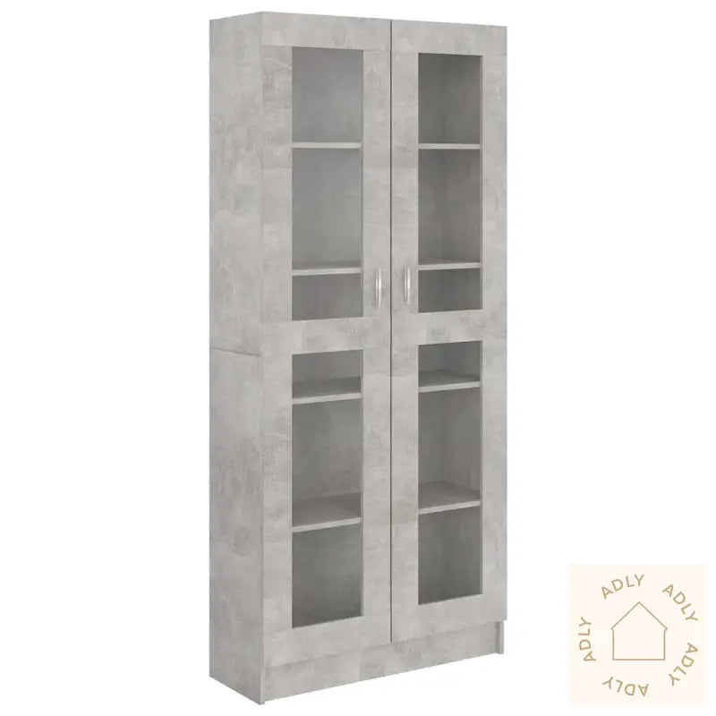 Vitrine Betonggrå 82,5X30,5X185,5 Cm Konstruert Tre