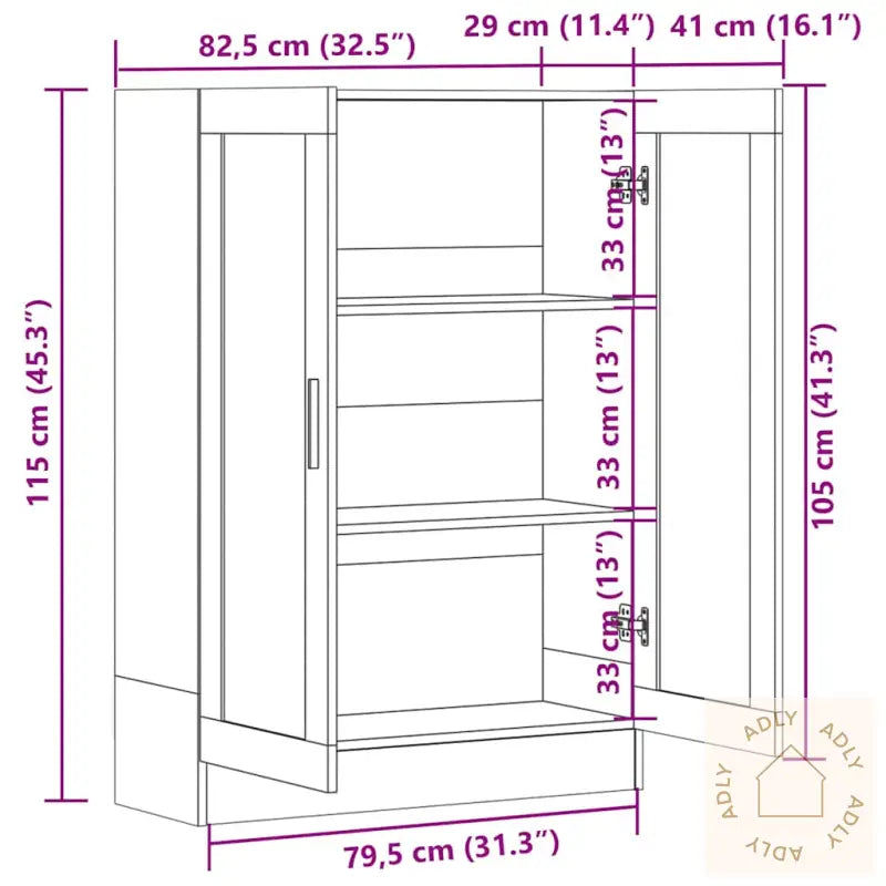 Vitrine Hvit 82,5X30,5X115 Cm Konstruert Tre