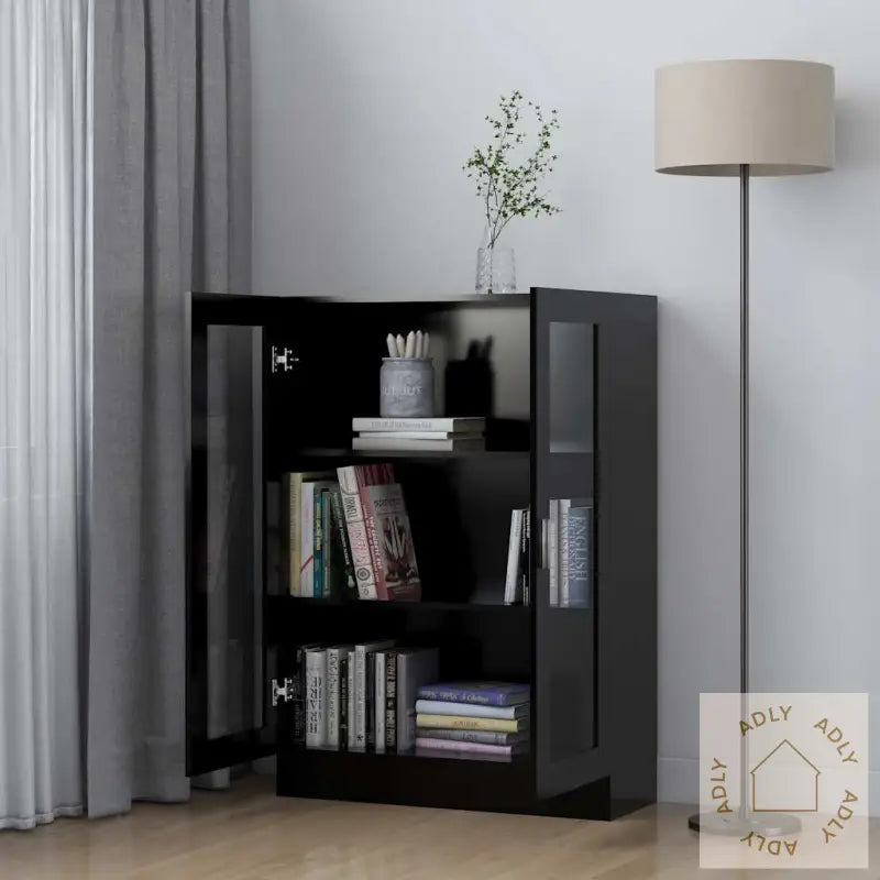 Vitrine Svart 82,5X30,5X115 Cm Konstruert Tre