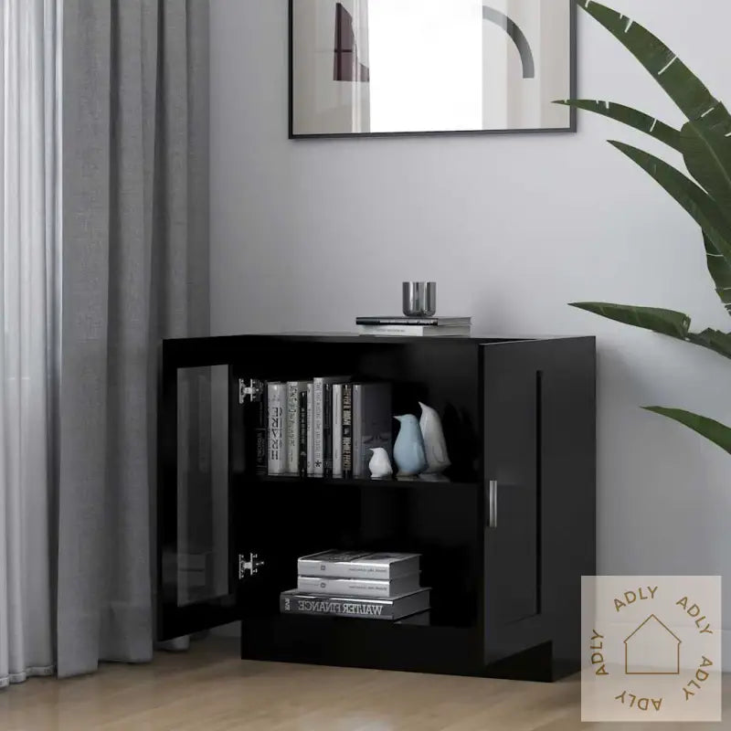 Vitrine Svart 82,5X30,5X80 Cm Konstruert Tre