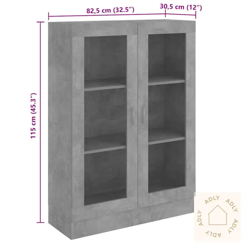 Vitrine Betonggrå 82,5X30,5X115 Cm Konstruert Tre