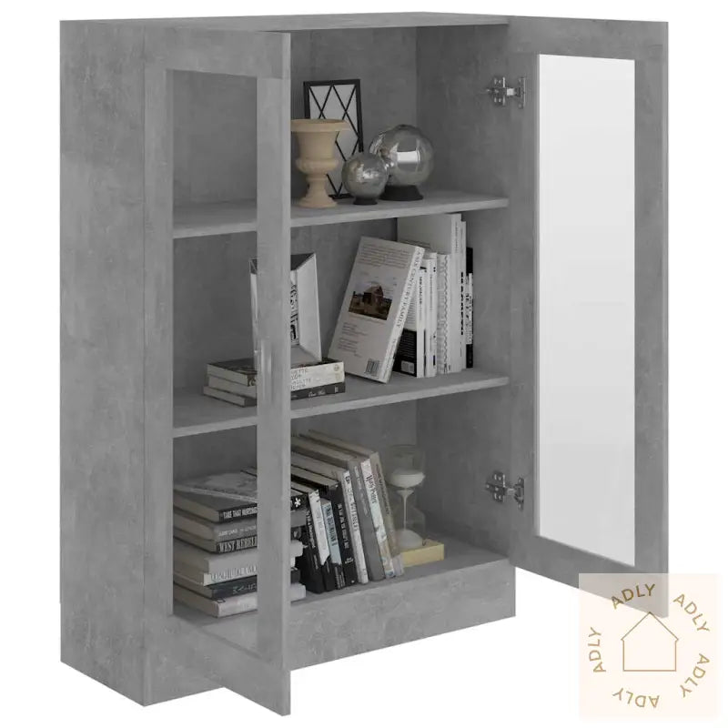 Vitrine Betonggrå 82,5X30,5X115 Cm Konstruert Tre