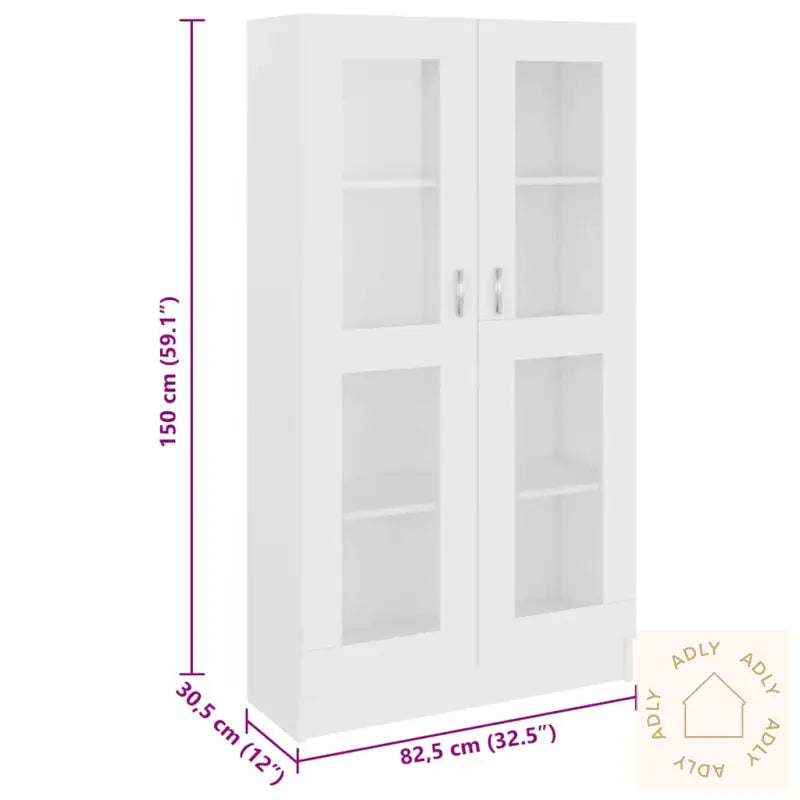 Vitrine Hvit 82,5X30,5X150 Cm Konstruert Tre