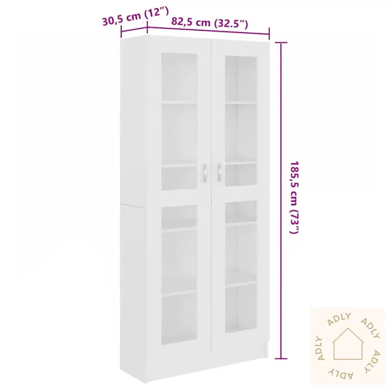 Vitrine Hvit 82,5X30,5X185,5 Cm Konstruert Tre