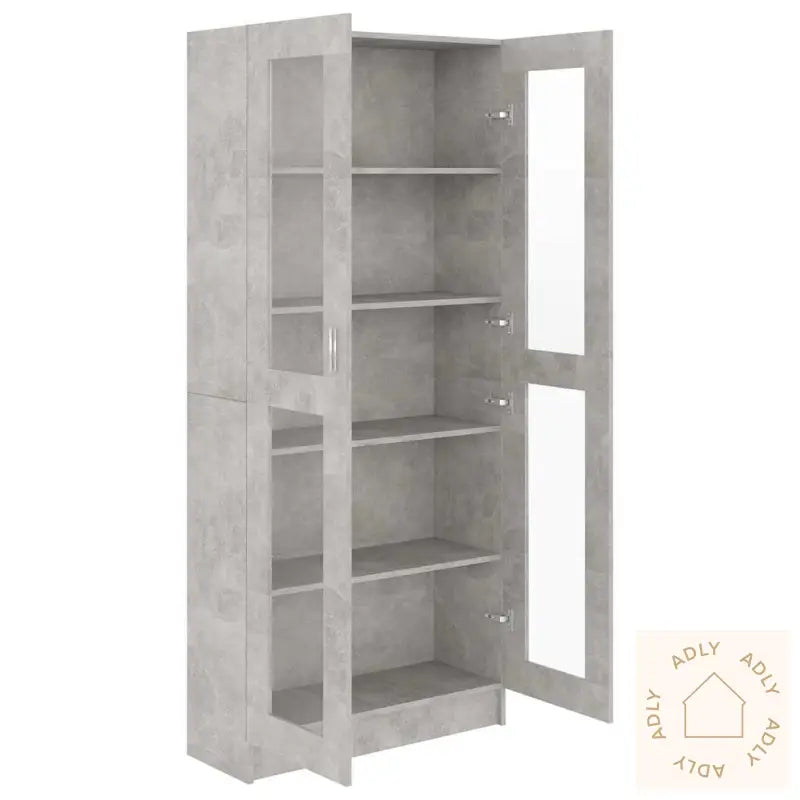 Vitrine Betonggrå 82,5X30,5X185,5 Cm Konstruert Tre