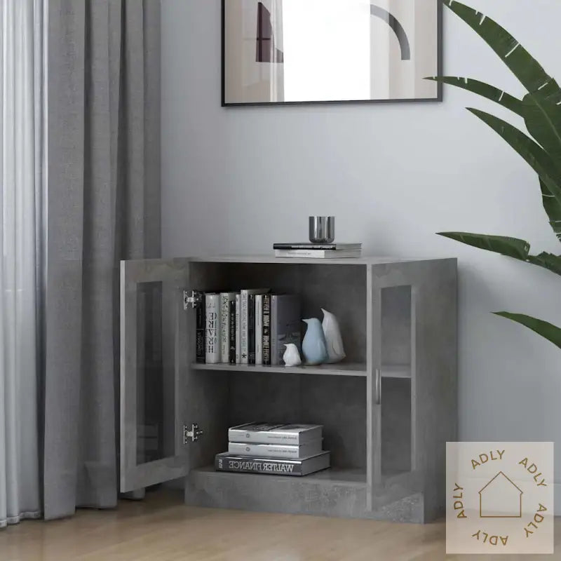 Vitrine Betonggrå 82,5X30,5X80 Cm Konstruert Tre