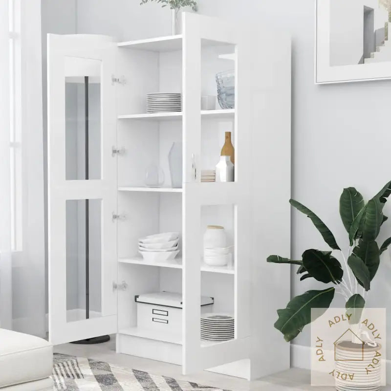 Vitrine Hvit 82,5X30,5X150 Cm Konstruert Tre