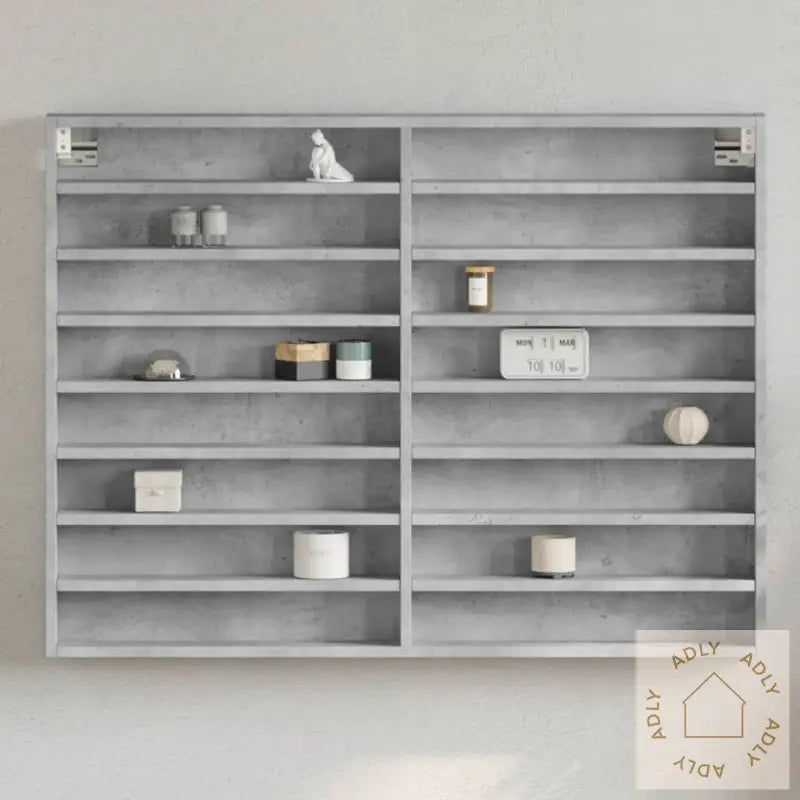 Vitrineskap Betonggrå 100X8,5X75 Cm Konstruert Tre