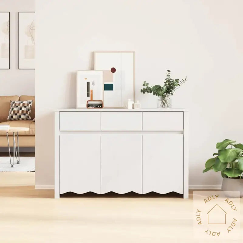 Sideboard &quot;Drammen&quot; Hvit 114X43X75,5 Cm Solid Tre Furu