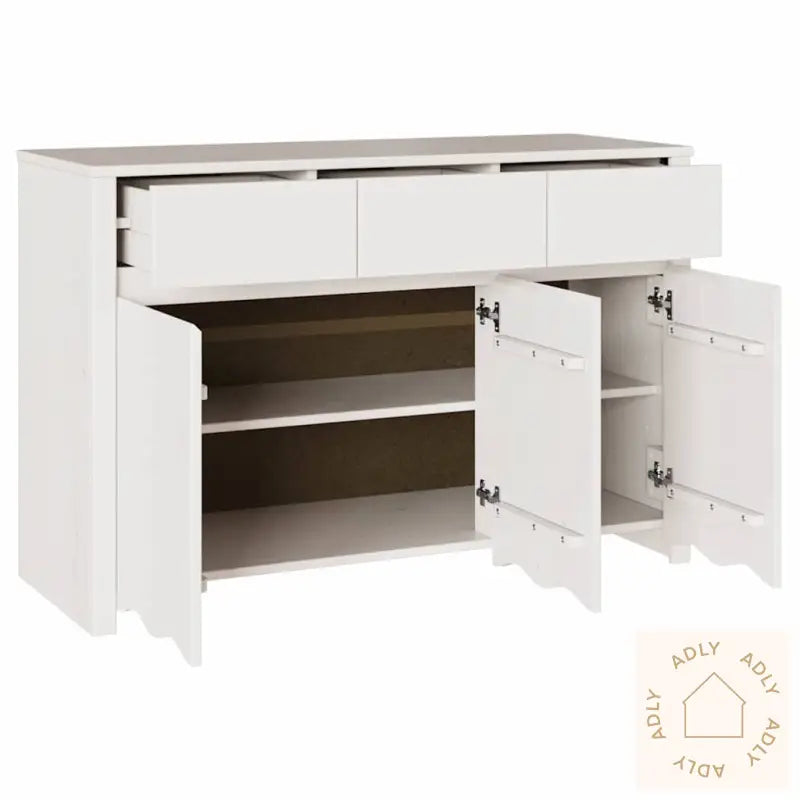 Sideboard &quot;Drammen&quot; Hvit 114X43X75,5 Cm Solid Tre Furu