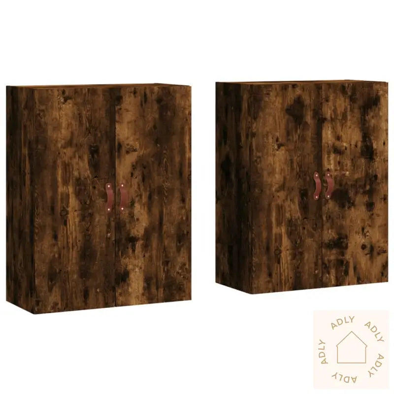 Veggskap 2 Stk Røkt Eik 69,5X34X90 Cm