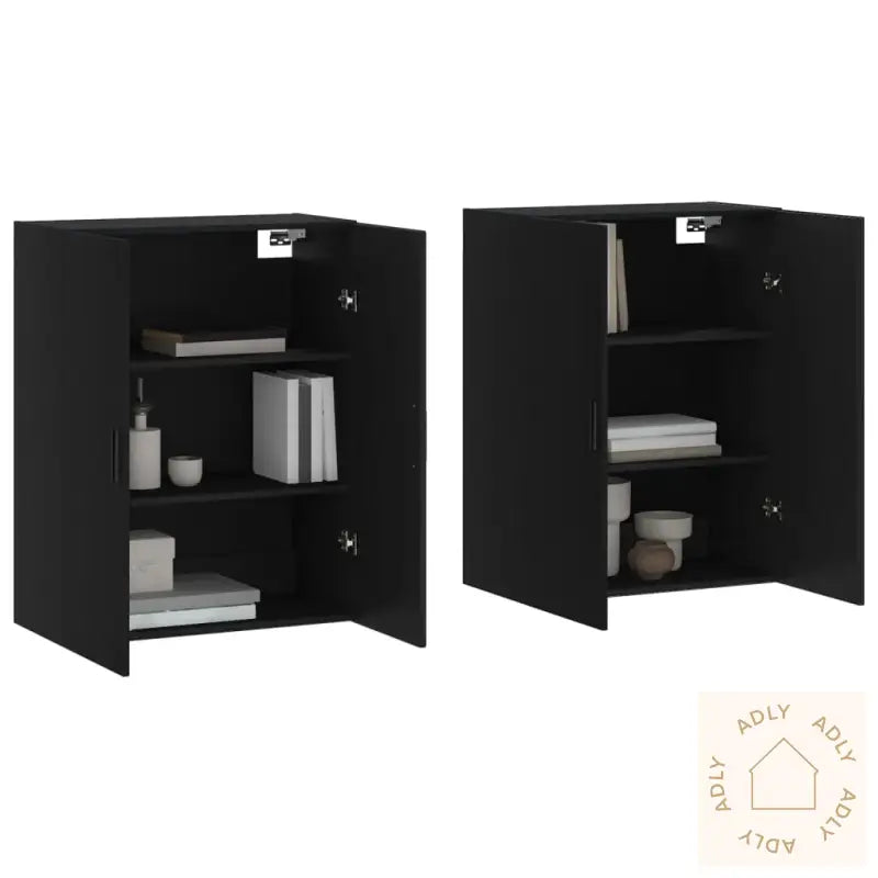 Veggskap 2 Stk Svart 69,5X34X90 Cm