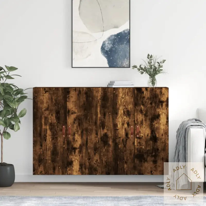 Veggskap 2 Stk Røkt Eik 69,5X34X90 Cm