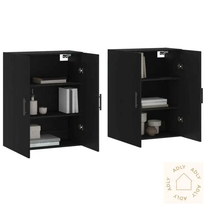Veggskap 2 Stk Svart 69,5X34X90 Cm