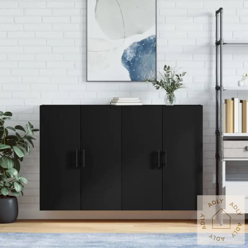 Veggskap 2 Stk Svart 69,5X34X90 Cm