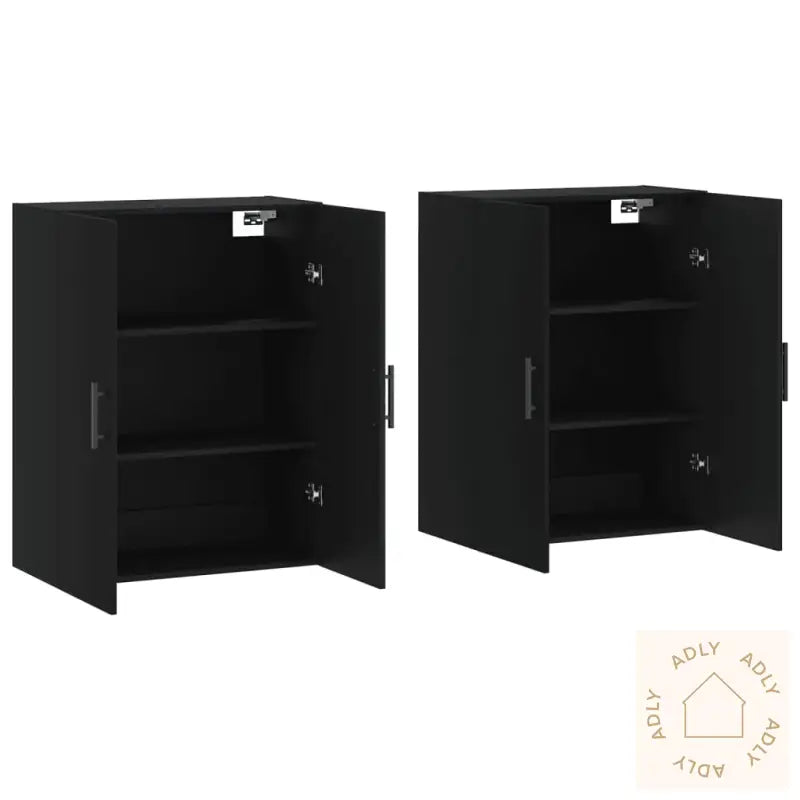 Veggskap 2 Stk Svart 69,5X34X90 Cm