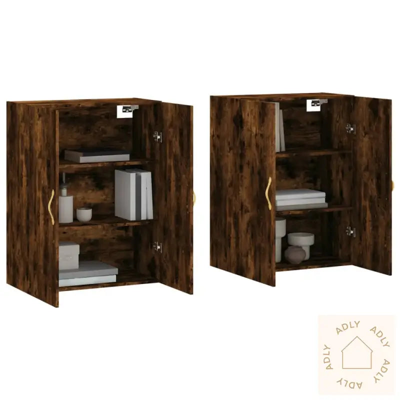 Veggskap 2 Stk Røkt Eik 69,5X34X90 Cm