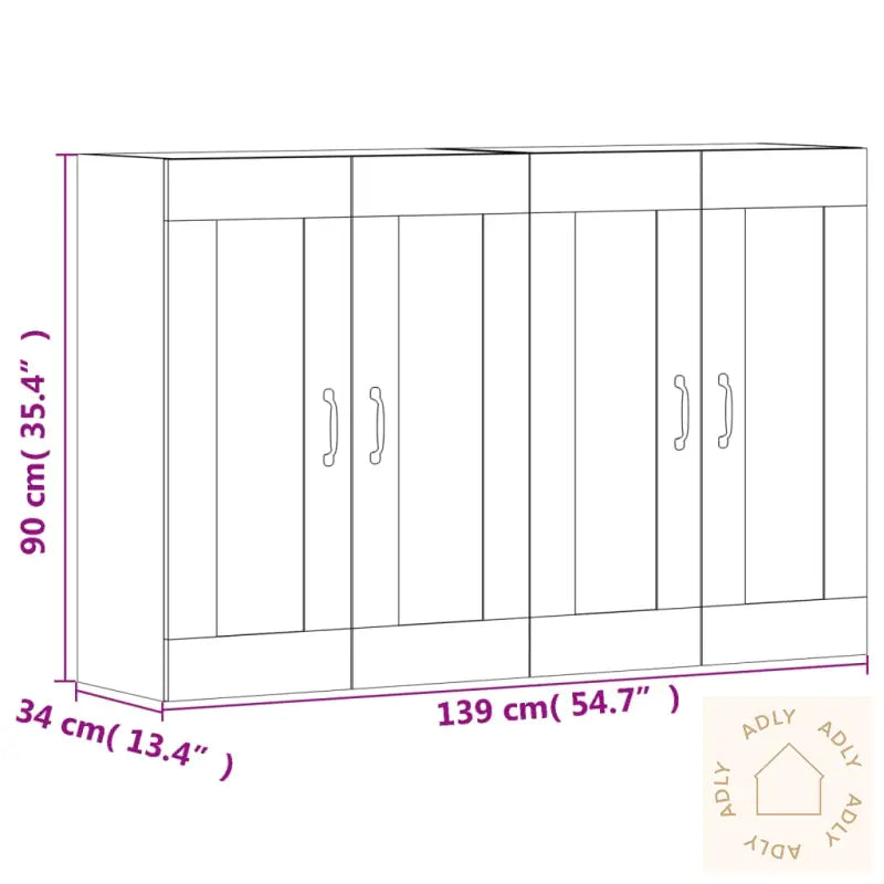 Veggskap 2 Stk Svart Konstruert Tre