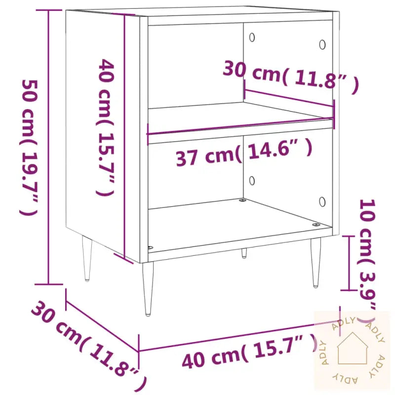 Nattbord 2 Stk Hvit 40X30X50 Cm Konstruert Tre