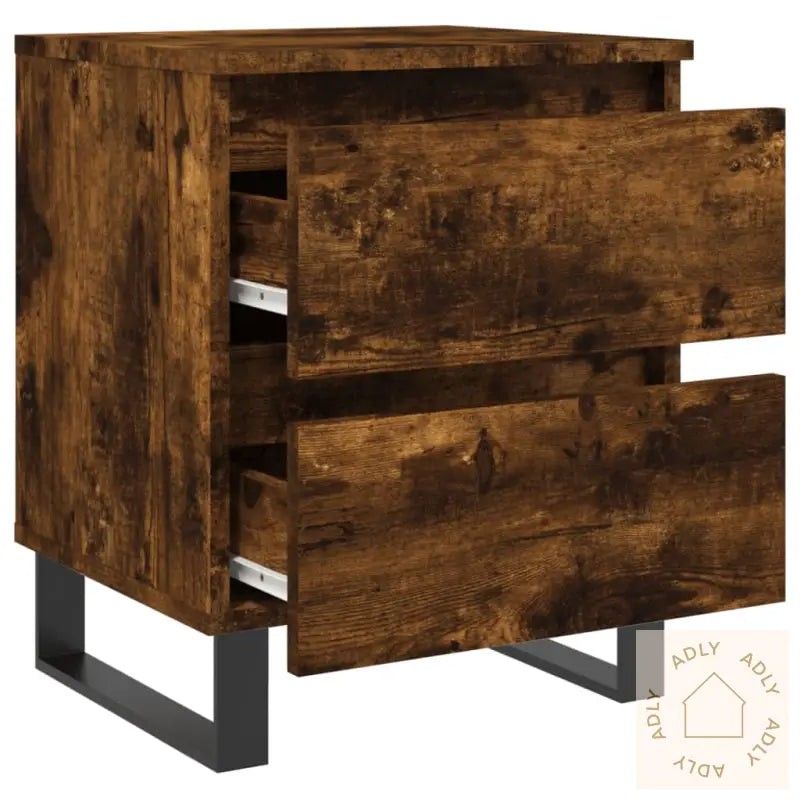 Nattbord 2 Stk Røkt Eik 40X35X50 Cm Konstruert Tre