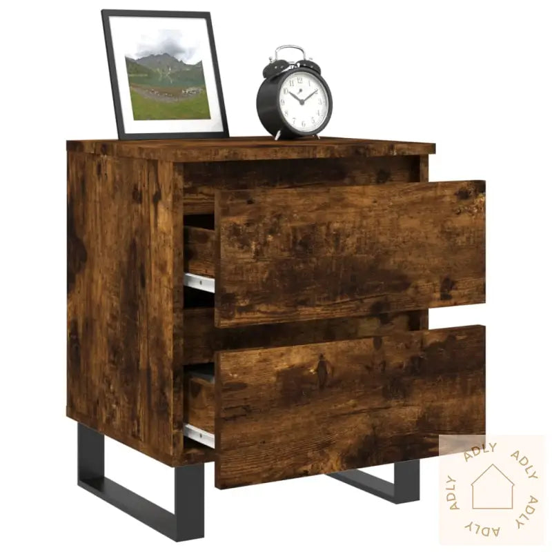 Nattbord 2 Stk Røkt Eik 40X35X50 Cm Konstruert Tre