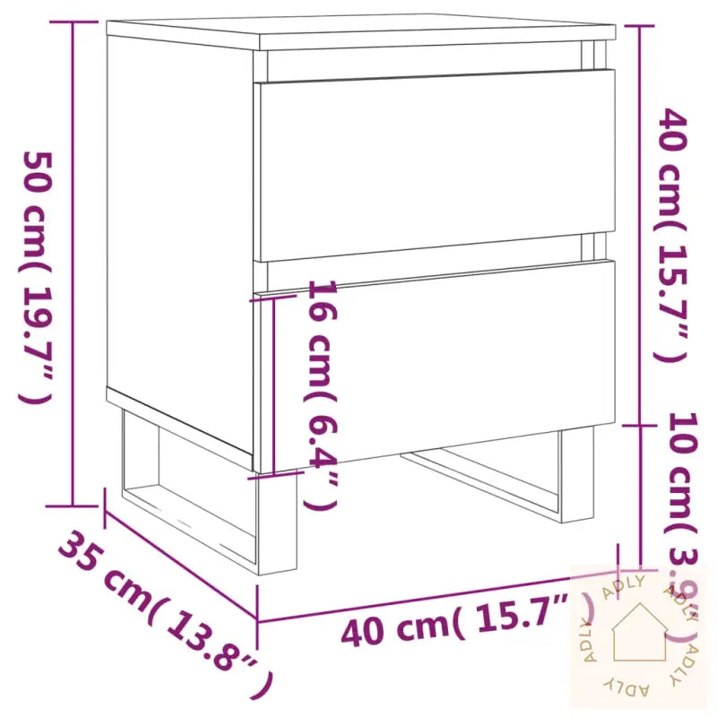 Nattbord 2 Stk Røkt Eik 40X35X50 Cm Konstruert Tre