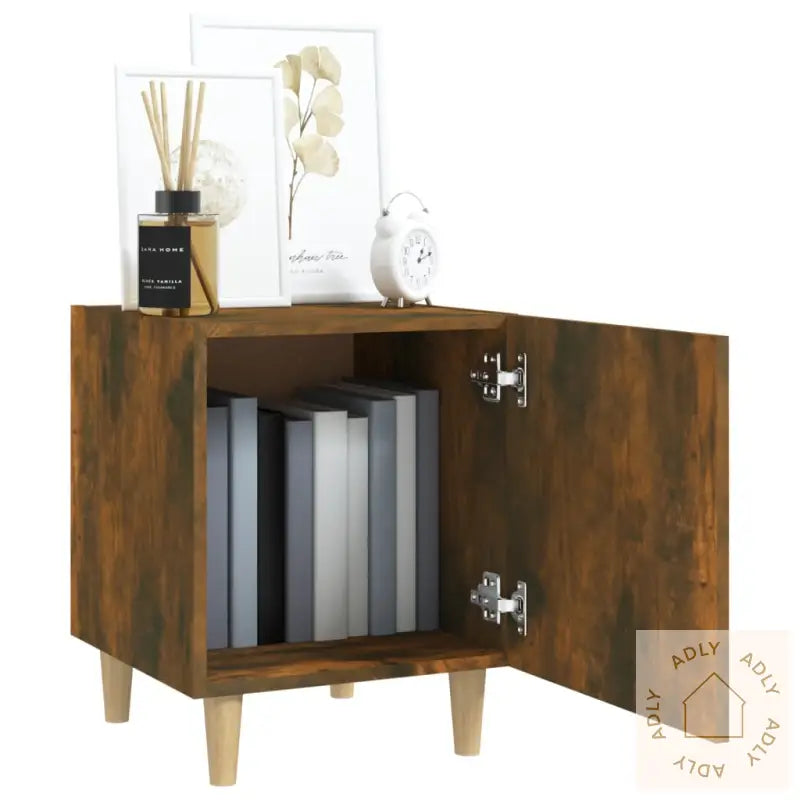 Nattbord 2 Stk Røkt Eik Konstruert Tre