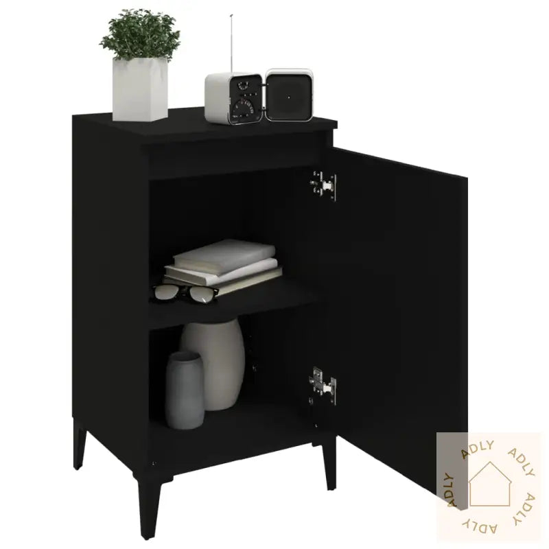 Nattbord 2 Stk Svart 40X35X70 Cm Konstruert Tre
