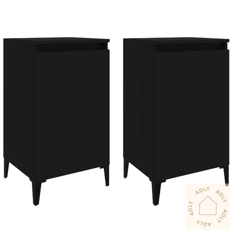 Nattbord 2 Stk Svart 40X35X70 Cm Konstruert Tre