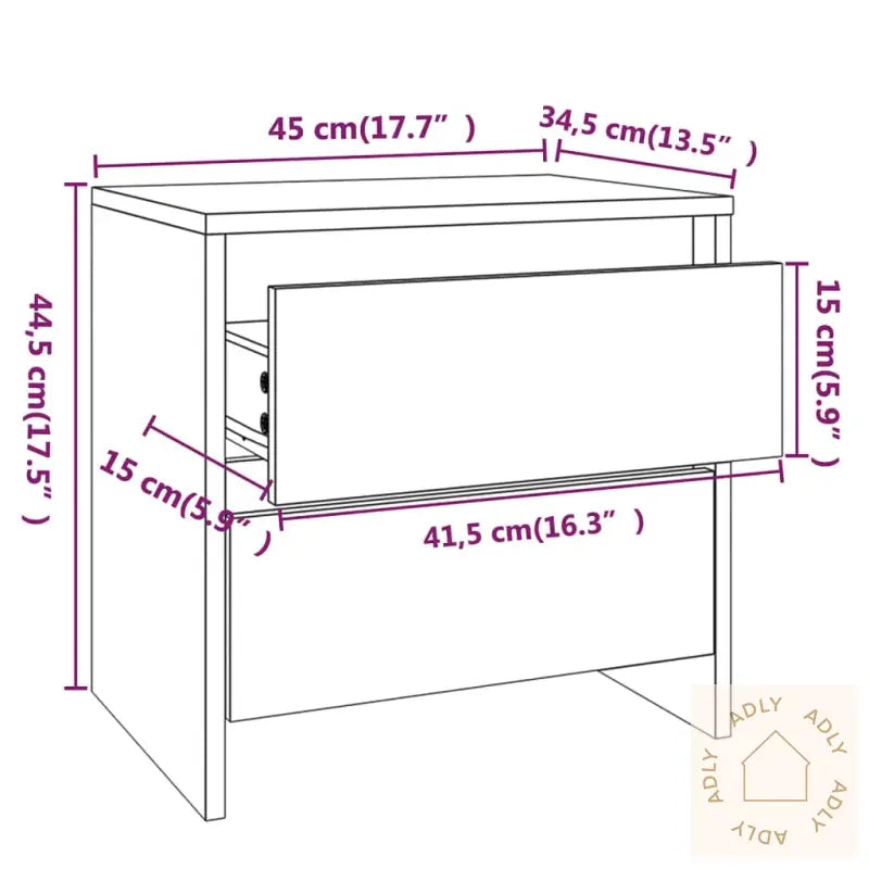 Nattbord 2 Stk Hvit 45X34,5X44,5 Cm Konstruert Tre