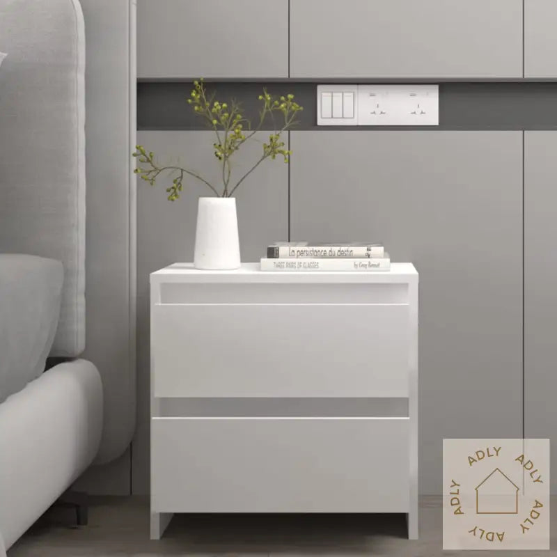 Nattbord 2 Stk Hvit 45X34,5X44,5 Cm Konstruert Tre