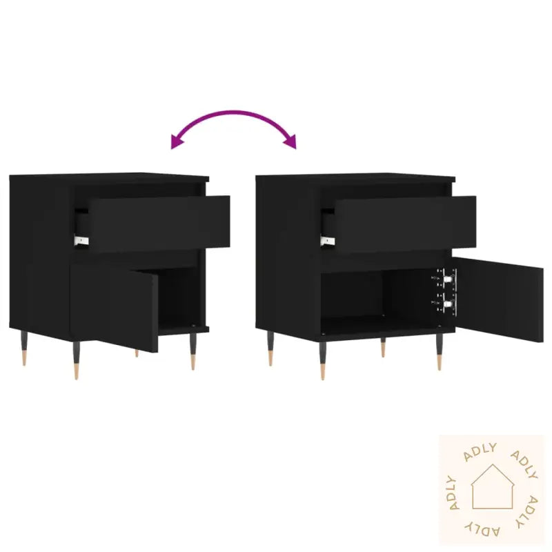 Nattbord 2 Stk Svart 40X35X50 Cm Konstruert Tre
