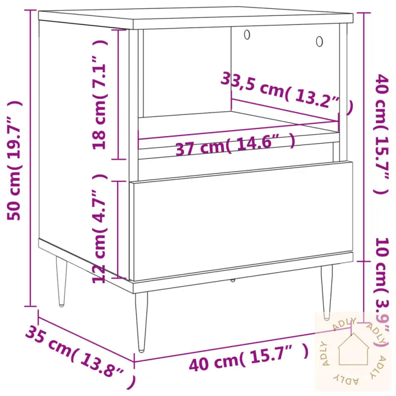 Nattbord 2 Stk Høyglans Hvit 40X35X50 Cm Konstruert Tre