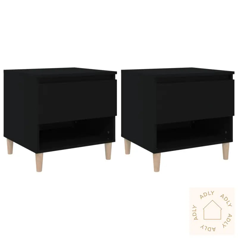 Nattbord 2 Stk Svart 50X46X50 Cm Konstruert Tre