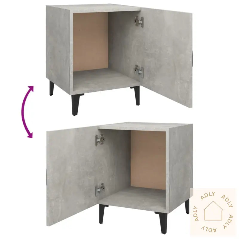 Nattbord 2 Stk Betonggrå Konstruert Tre