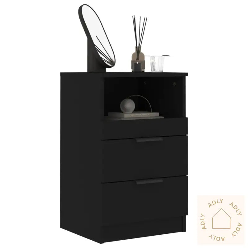 Nattbord 2 Stk Svart Konstruert Tre