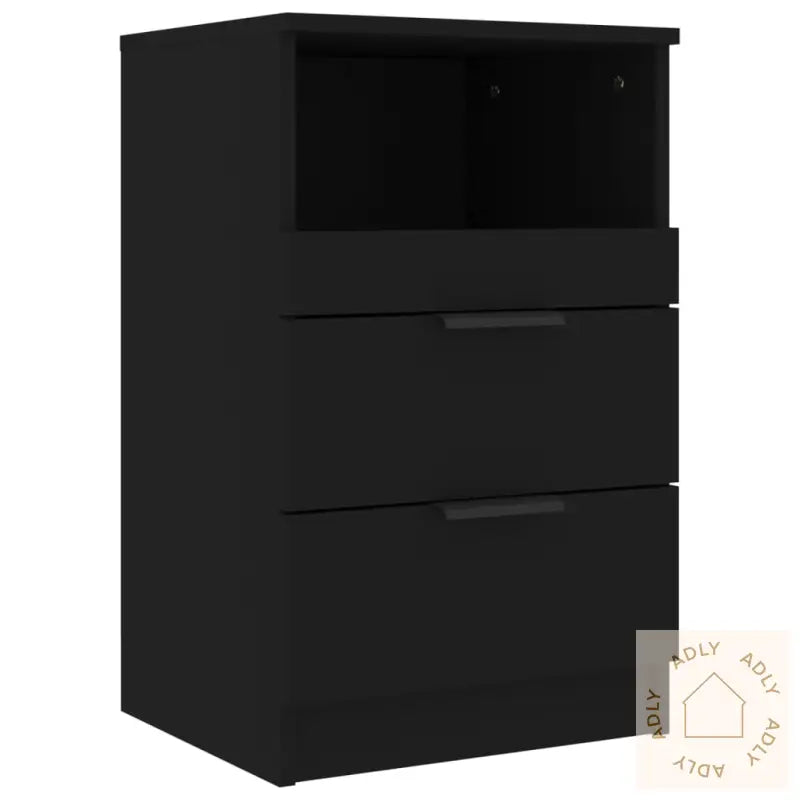 Nattbord 2 Stk Svart Konstruert Tre