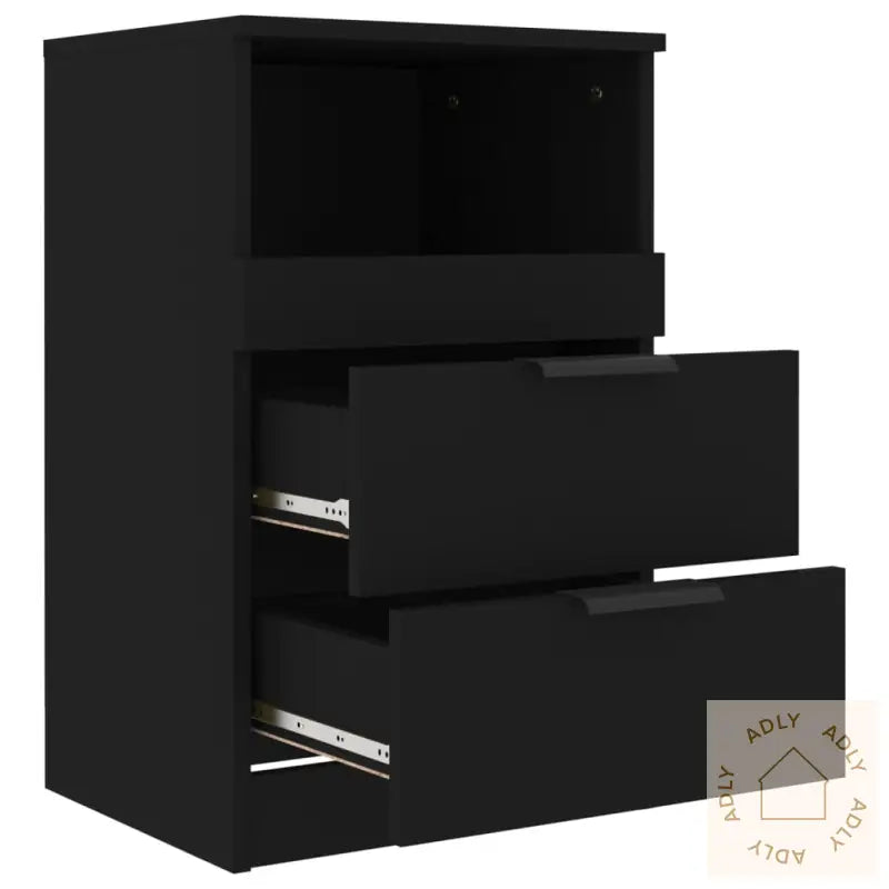 Nattbord 2 Stk Svart Konstruert Tre